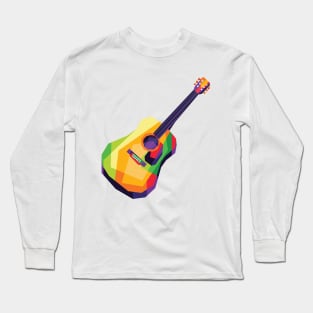 Colorful Guitar in Vector Wpap Pop Art Design Long Sleeve T-Shirt